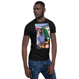 Cartoon Beach Pickle BLACK Short-Sleeve Unisex T-Shirt