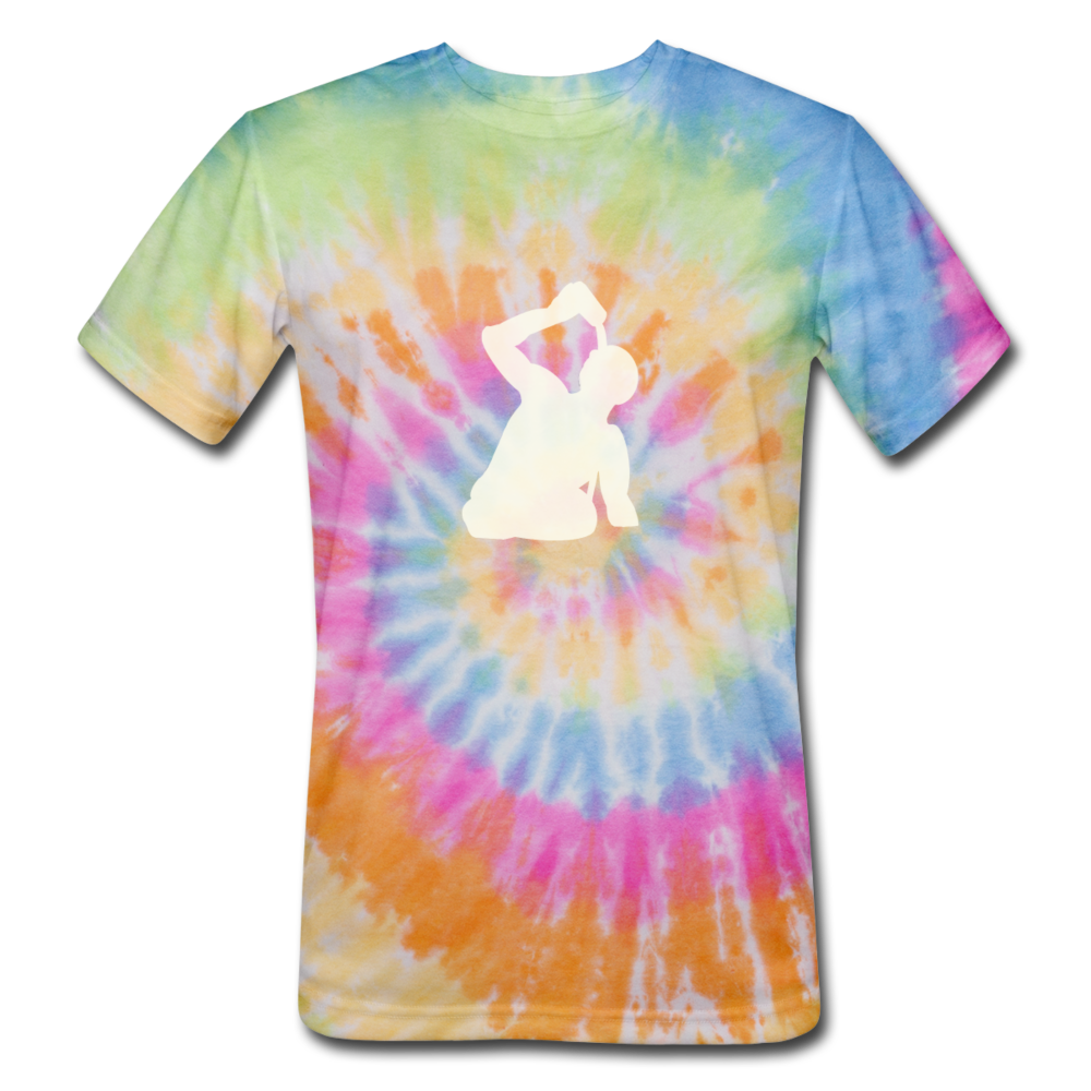 White Logo Unisex Colored Tie Dye T-Shirt - rainbow